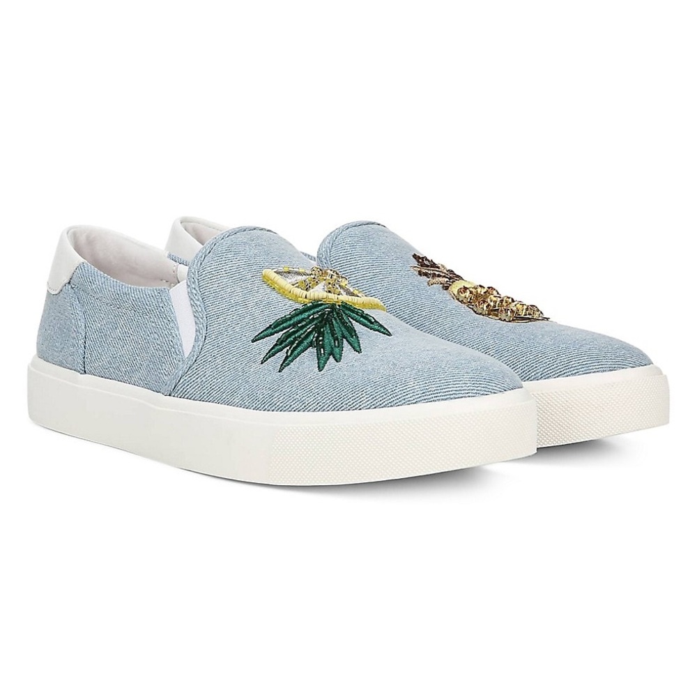 Sam Edelman Szc7 Women Evelina Pineapple Sequin Slip On Denim Chambray Blue - Picture 2 of 9
